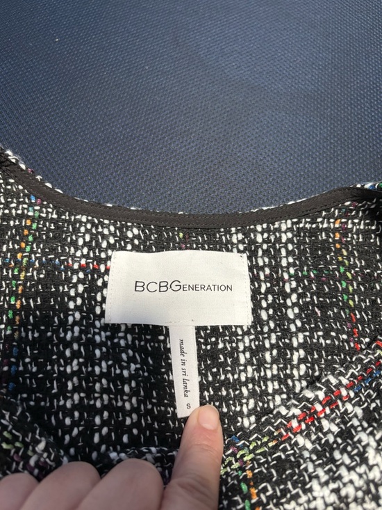 BCBGeneration Black Plaid Tweed Sleeveless Jumpsuit with Multicolor Flecks - Picture 2 of 13